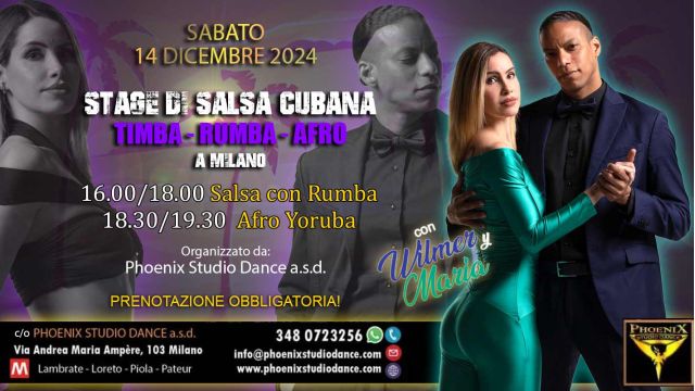 Stage di Salsa Cubana con Wilmer y Maria a Milano 14 Dicembre 2024