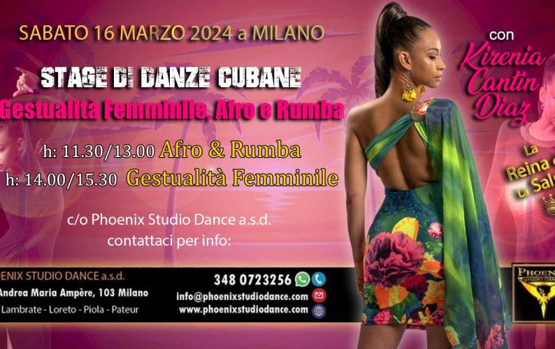 Stage di Afro & Rumba, Gestualità Femminile con Kirenia Cantin Diaz