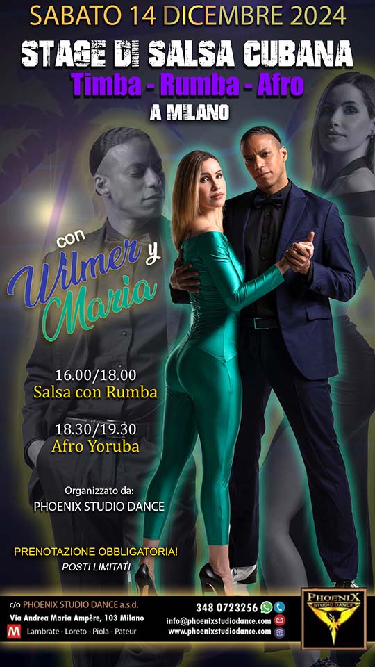 Stage con Wilmer y Maria a Milano, 14 dicembre 2024, Salsa - Rumba - Afro